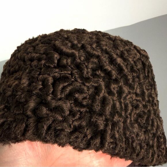 Vintage Brown Curly Lamb Hat Karakul Fur Union Made USA main image 4